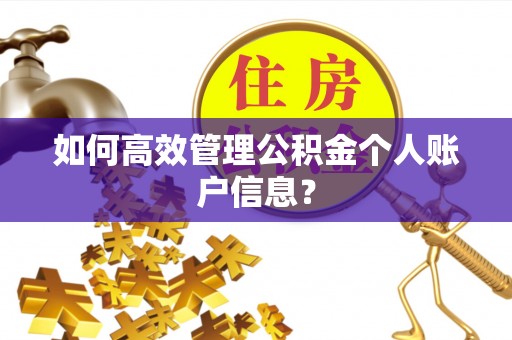 交城如何高效管理公积金个人账户信息？